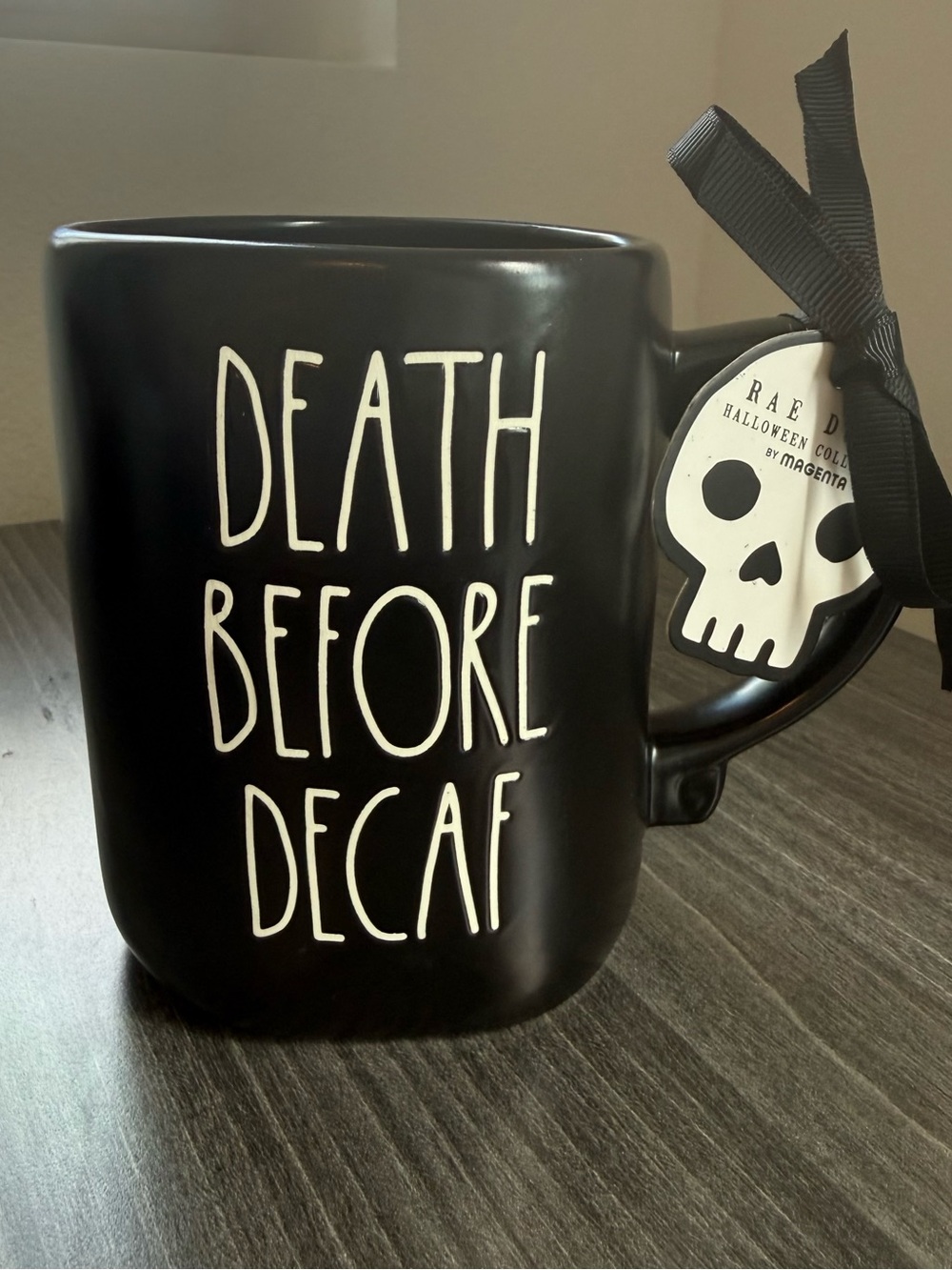 Rae Dunn Halloween Mug ☠️ NWT Death Before Decaf